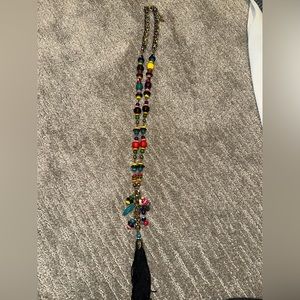 colorful beaded evil eye tassel hanging decor or necklace